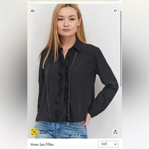 Avec Les filled black ruffle blouse